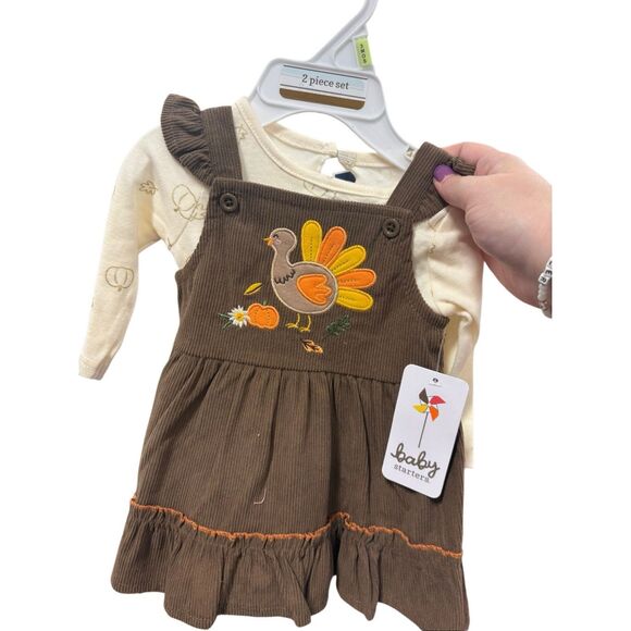 Baby Starters Infant Girl's 2-Piece Turkey Corduroy Jumper Dress 3M 3 Month NWT - Picture 1 of 1